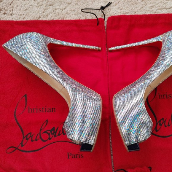 Christian Louboutin NEW VERY PRIVE 120 GLITTER DISCO BALL heels 35.5 like new - Picture 7 of 16
